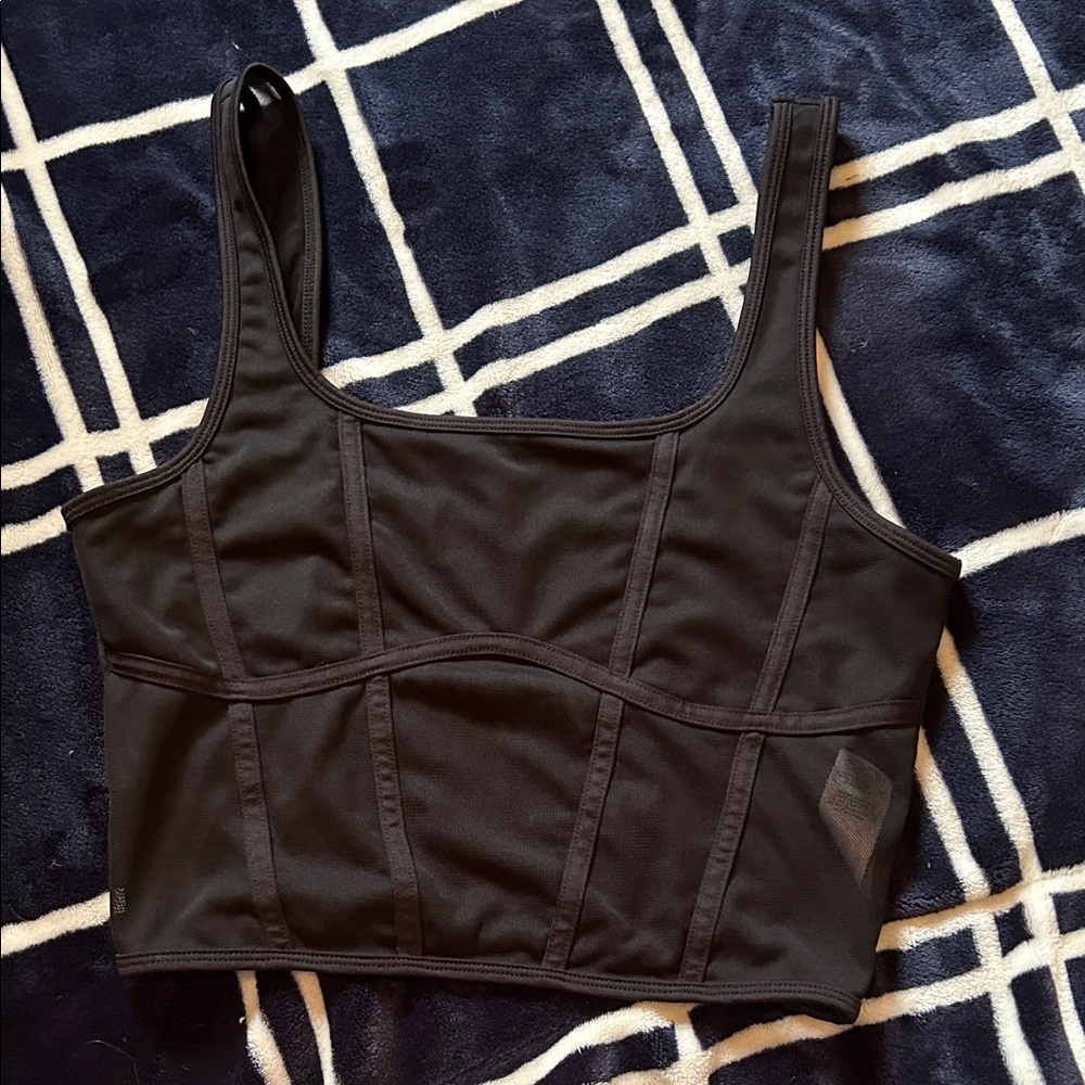 Black Structured Crop Tank Top